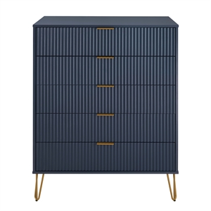 dumbo 5-drawer tall dresser from engineered wood in midnight blue