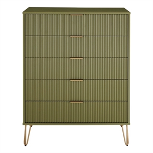 dumbo 5-drawer tall dresser from engineered wood in olive green