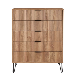 dumbo 5-drawer tall dresser from engineered wood in golden brown