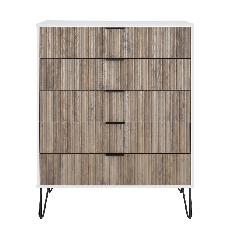 DUMBO 5-Drawer Tall Dresser from Engineered Wood in Multi-Color