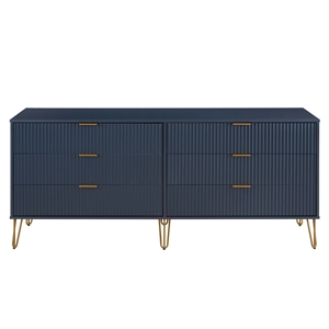 dumbo 6-drawer double low dresser from engineered wood in midnight blue