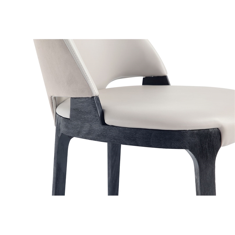 Manhattan Comfort Kara Dining Side Chair from Solid Wood in Light Gray- Set of 2