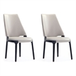 Manhattan Comfort Kara Dining Side Chair from Solid Wood in Light Gray- Set of 2