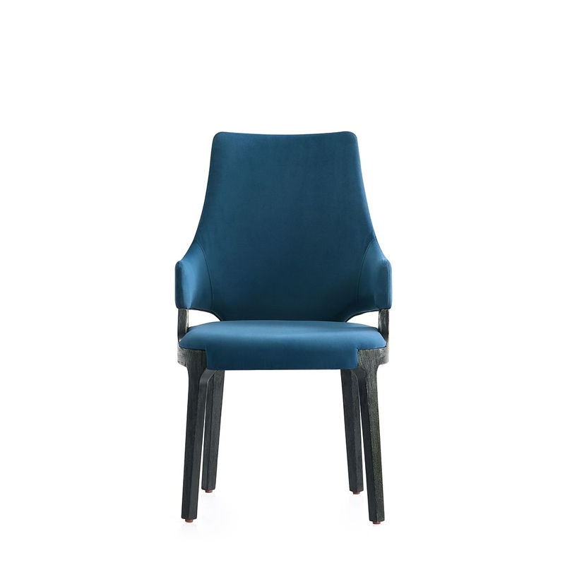Manhattan Comfort Kara Dining Arm Chair from Solid Wood in Blue