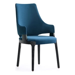 Manhattan Comfort Kara Dining Arm Chair from Solid Wood in Blue