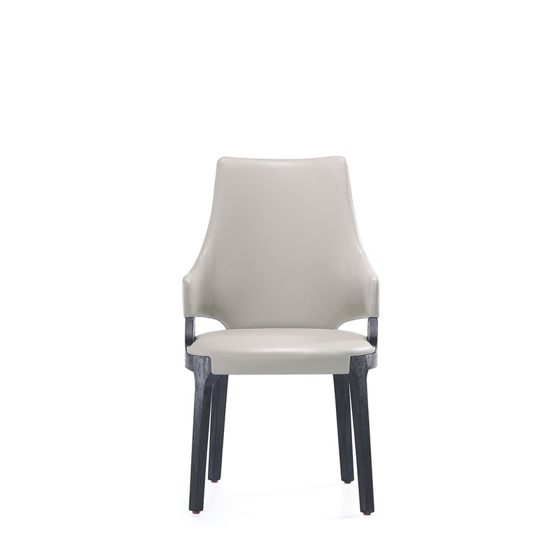 Manhattan Comfort Kara Dining Arm Chair from Solid Wood in Light Gray