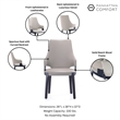 Manhattan Comfort Kara Dining Arm Chair from Solid Wood in Light Gray