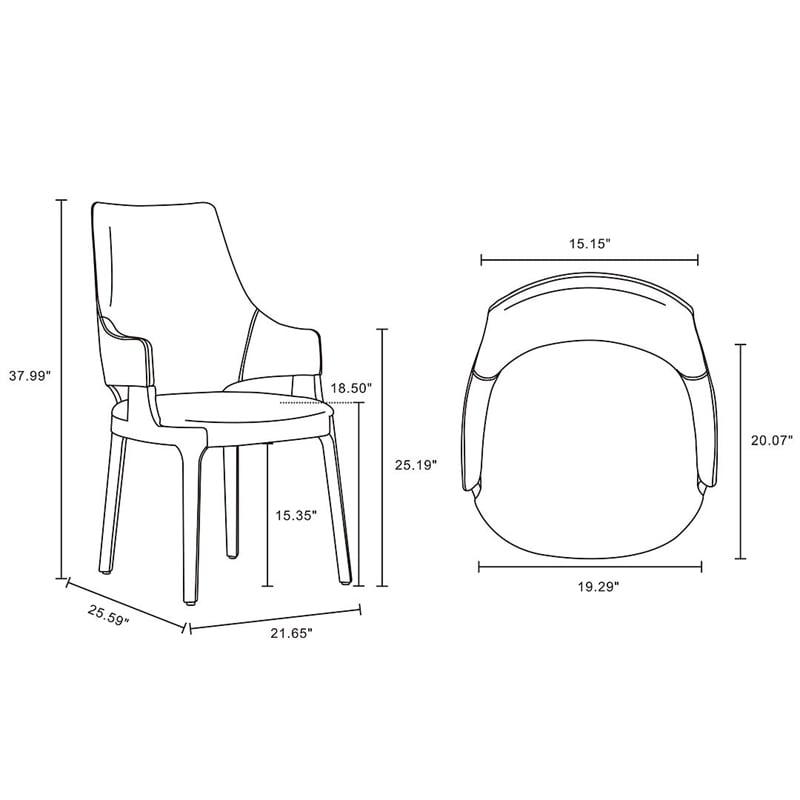 Manhattan Comfort Kara Dining Arm Chair from Solid Wood in Light Gray