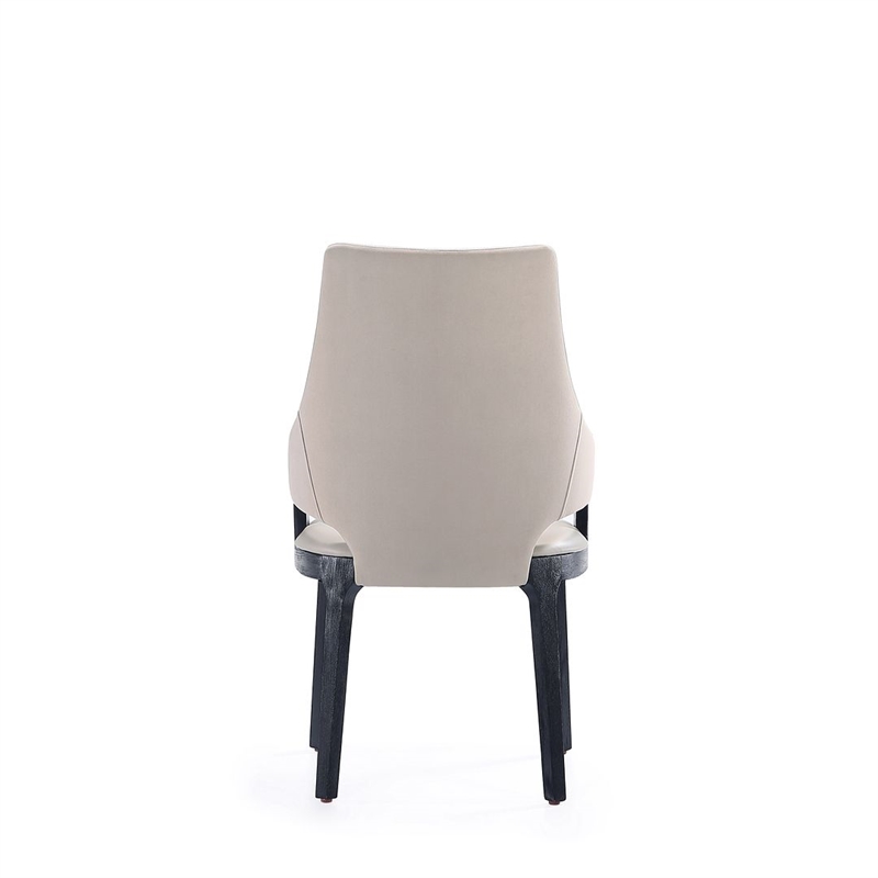 Manhattan Comfort Kara Dining Arm Chair from Solid Wood in Light Gray