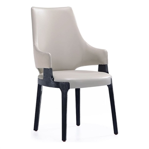 Manhattan Comfort Kara Dining Arm Chair from Solid Wood in Light Gray