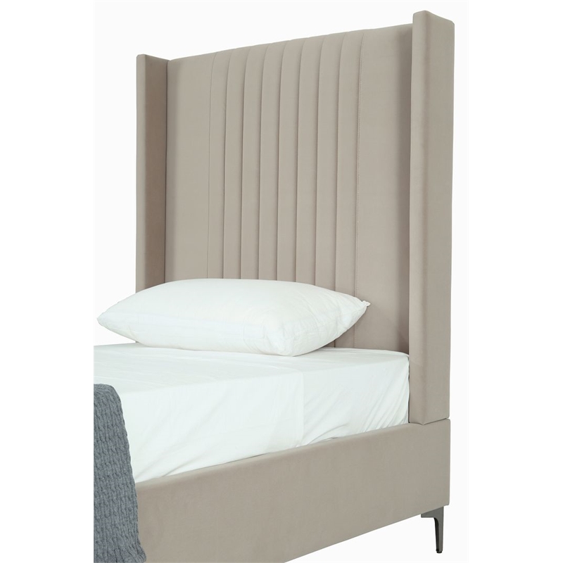 Manhattan Comfort Promenade Twin-Size Bed from Solid Wood in Rustic Taupe