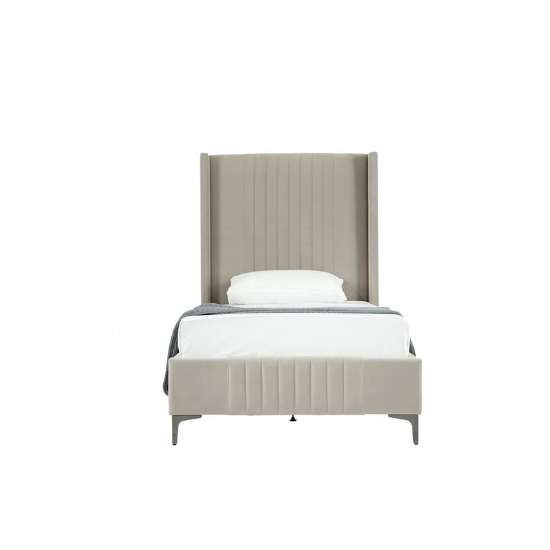 Manhattan Comfort Promenade Twin-Size Bed from Solid Wood in Rustic Taupe