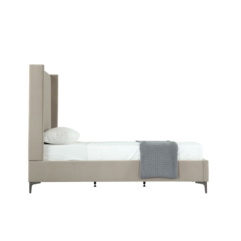 Manhattan Comfort Promenade Twin-Size Bed from Solid Wood in Rustic Taupe