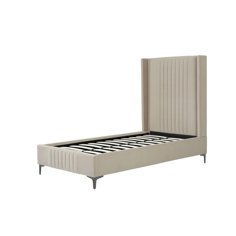 Manhattan Comfort Promenade Twin-Size Bed from Solid Wood in Rustic Taupe