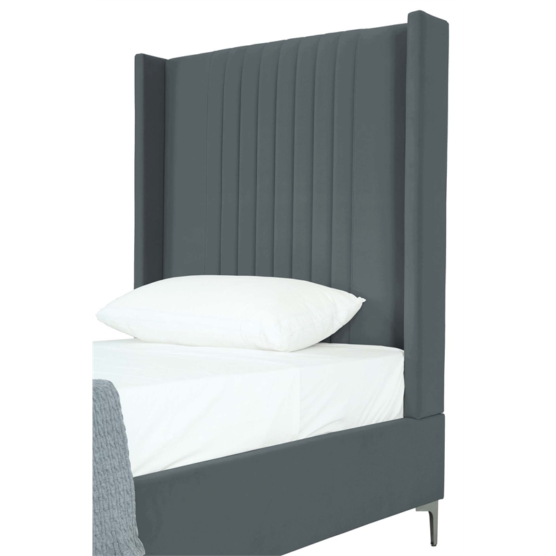 Manhattan Comfort Promenade Twin-Size Bed from Solid Wood in Gray
