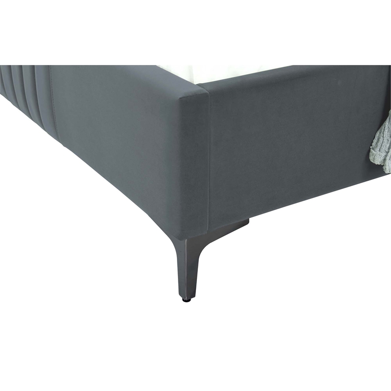 Manhattan Comfort Promenade Twin-Size Bed from Solid Wood in Gray