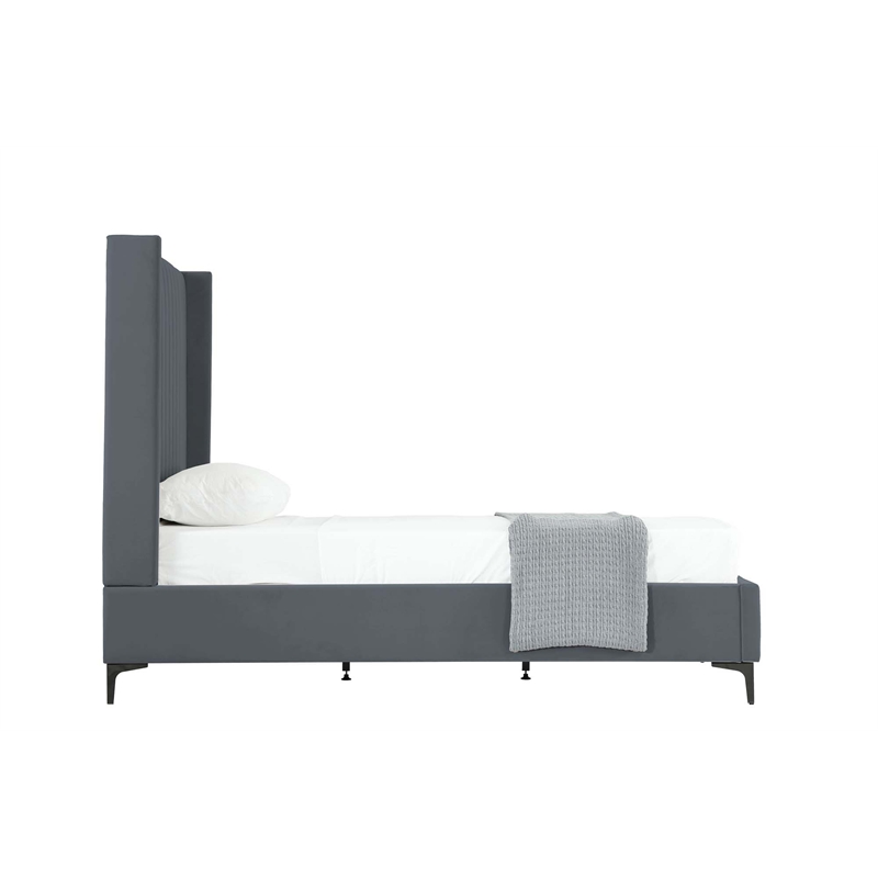 Manhattan Comfort Promenade Twin-Size Bed from Solid Wood in Gray