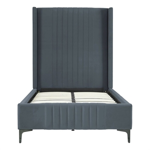 Manhattan Comfort Promenade Twin-Size Bed from Solid Wood in Gray