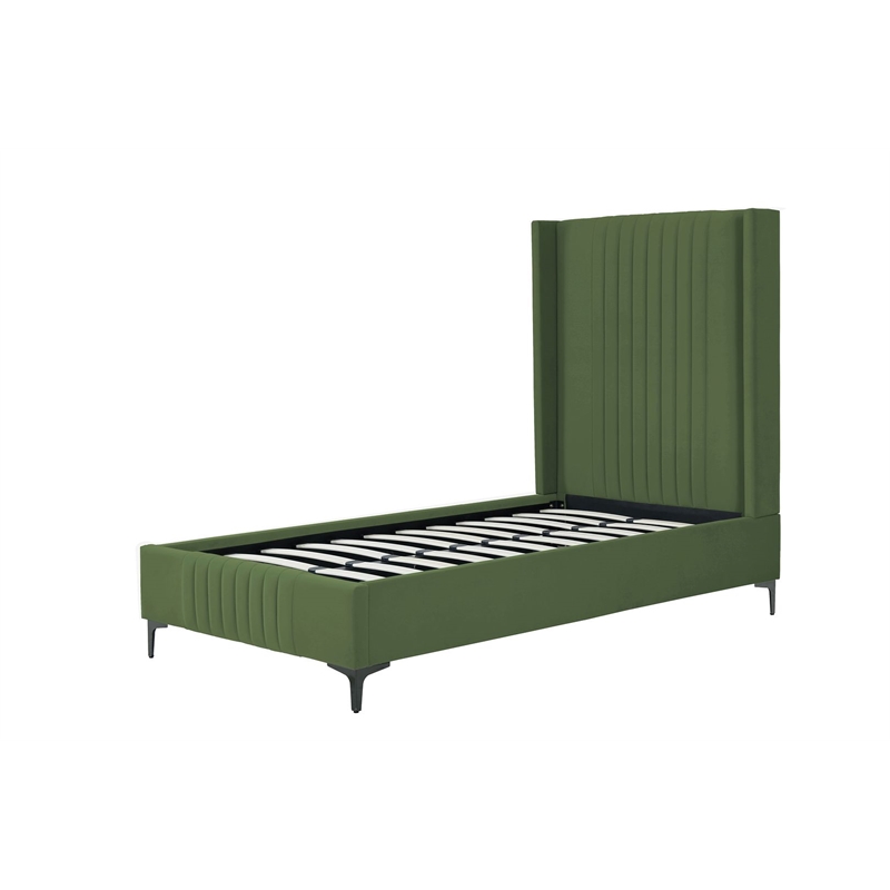 Manhattan Comfort Promenade Twin-Size Bed from Solid Wood in Moss Green