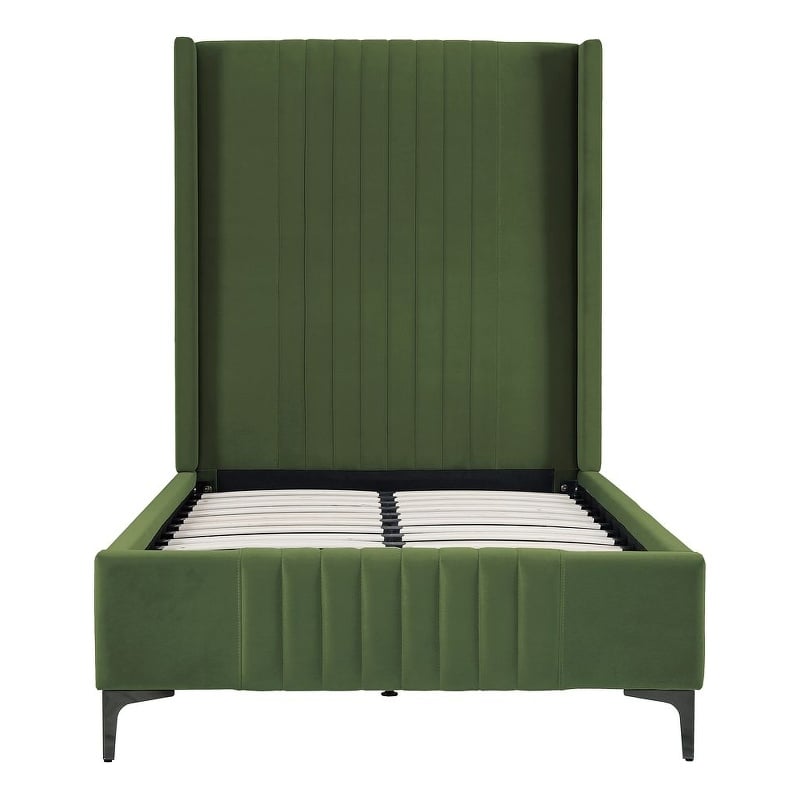 Manhattan Comfort Promenade Twin-Size Bed from Solid Wood in Moss Green