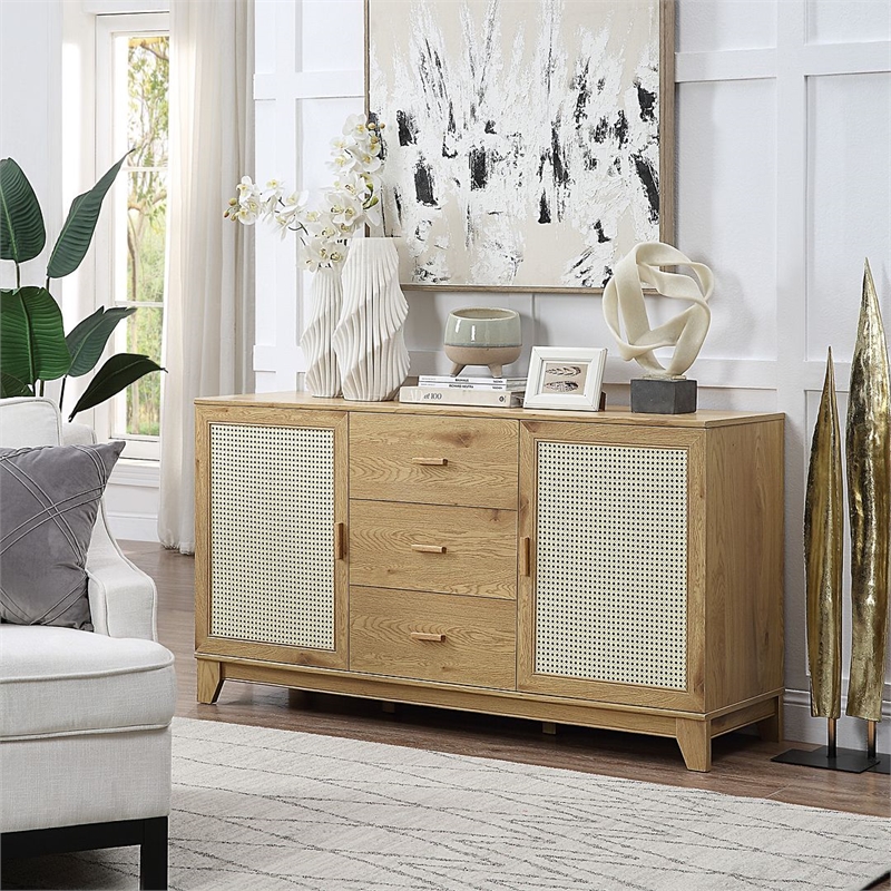 Manhattan Comfort Sheridan Sideboard Cabinet from Engineered Wood in Natural