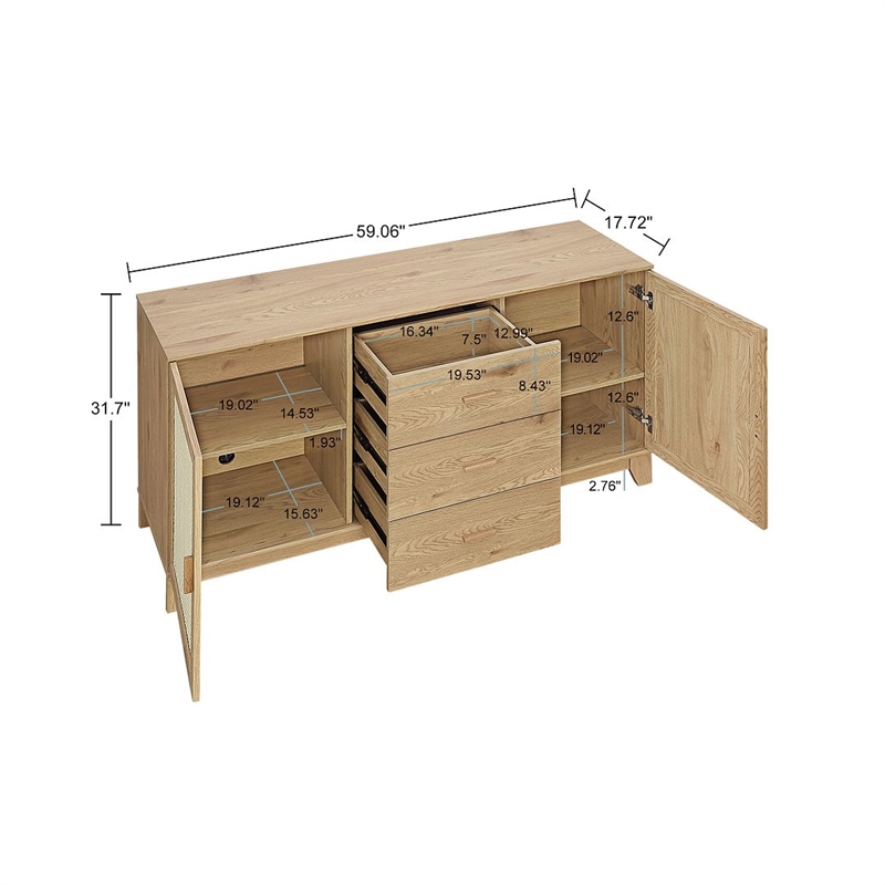Manhattan Comfort Sheridan Sideboard Cabinet from Engineered Wood in Natural
