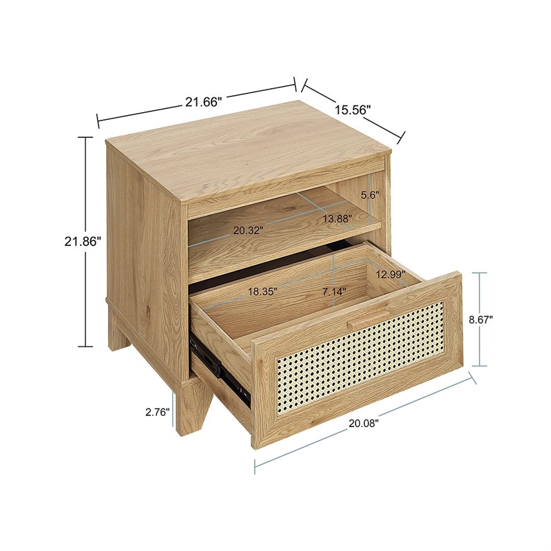 Manhattan Comfort Sheridan Nightstand from Engineered Wood in Natural