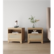 Manhattan Comfort Sheridan Nightstand from Engineered Wood in Natural - Set of 2