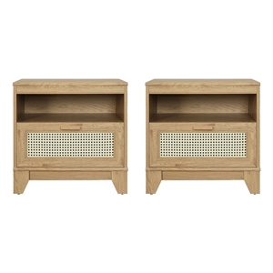 Manhattan Comfort Sheridan Nightstand from Engineered Wood in Natural - Set of 2