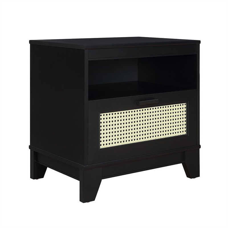 Manhattan Comfort Sheridan Nightstand from Engineered Wood in Black - Set of 2