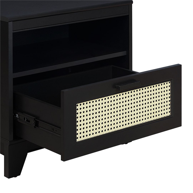 Manhattan Comfort Sheridan Nightstand from Engineered Wood in Black - Set of 2
