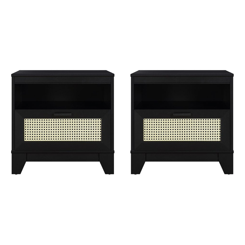 Manhattan Comfort Sheridan Nightstand from Engineered Wood in Black - Set of 2