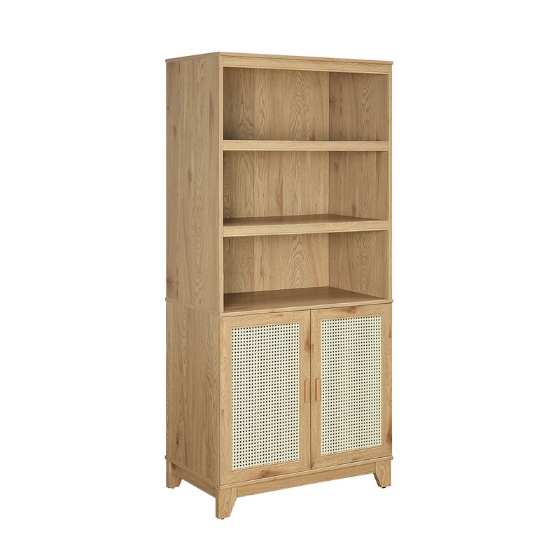 Manhattan Comfort Sheridan Bookcase Cabinet from Engineered Wood in Natural