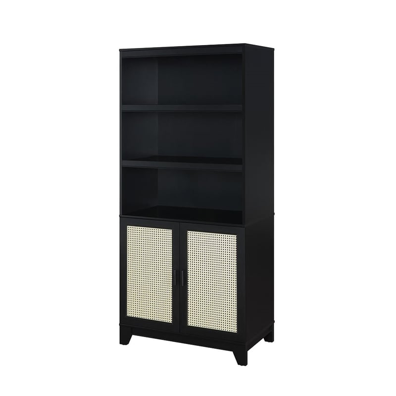 Manhattan Comfort Sheridan Bookcase Cabinet from Engineered Wood in Black