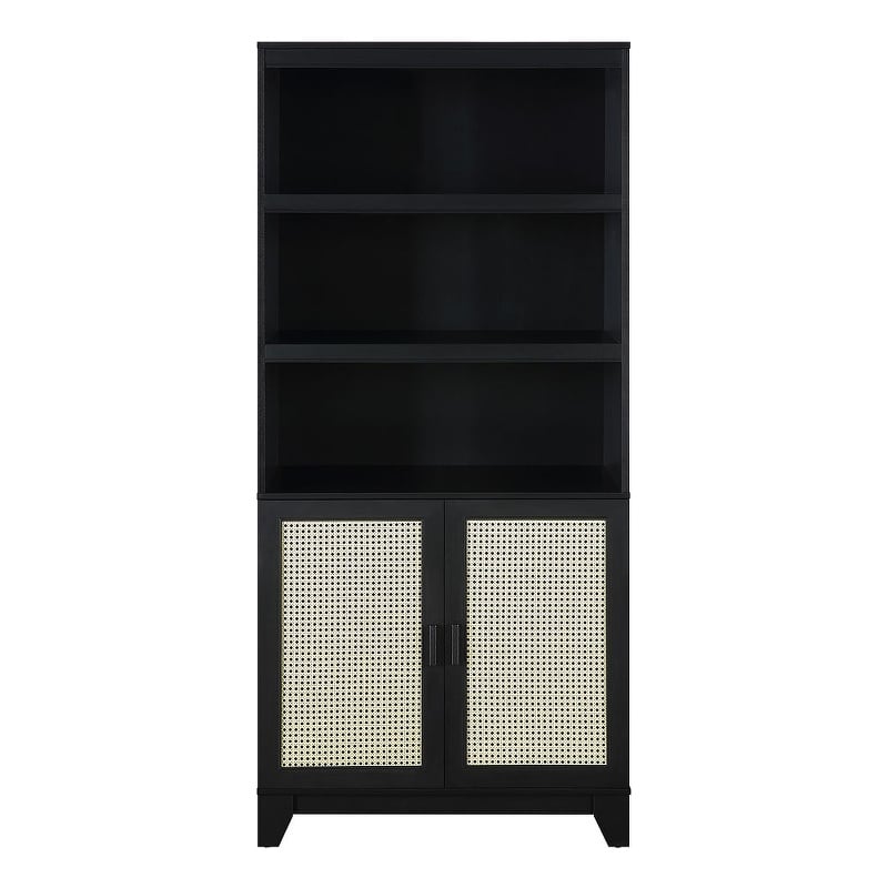 Manhattan Comfort Sheridan Bookcase Cabinet from Engineered Wood in Black