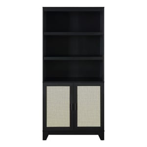 Manhattan Comfort Sheridan Bookcase Cabinet from Engineered Wood in Black
