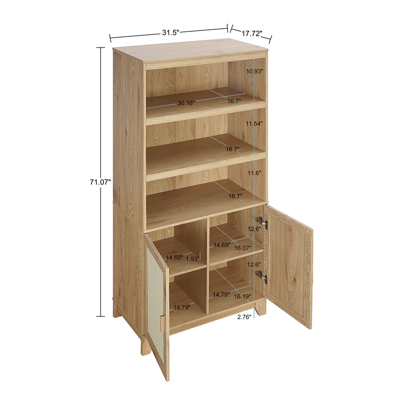 Manhattan Comfort Sheridan Engineered Wood Bookcase Cabinet in Natural Set of 2