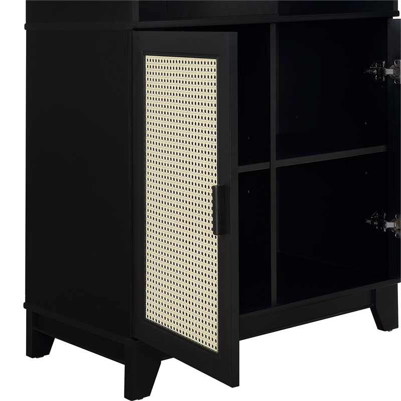 Manhattan Comfort Sheridan Engineered Wood Bookcase Cabinet in Black - Set of 2