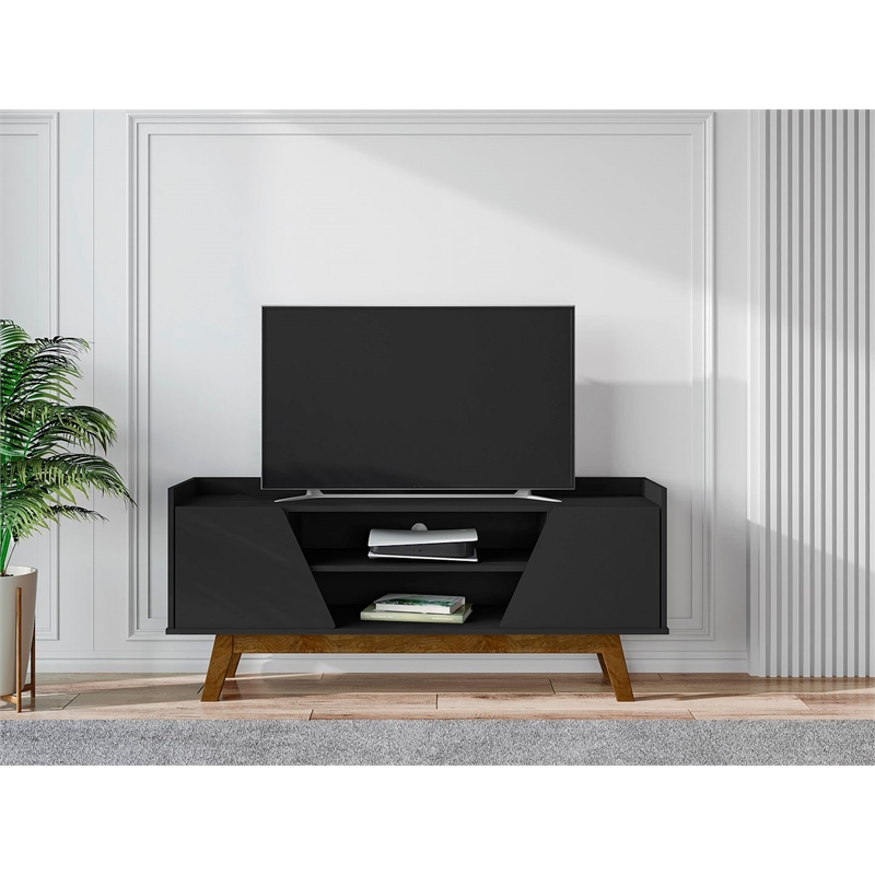 Manhattan Comfort Marcus 53.14 TV Stand from Engineered Wood in Matte Black