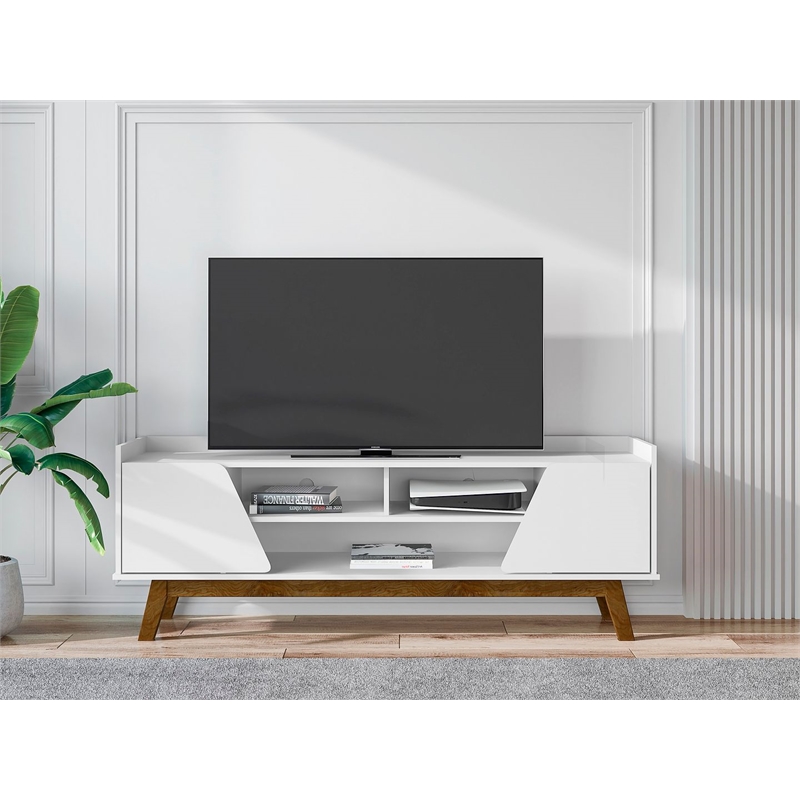 Manhattan Comfort Marcus 62.99 TV Stand from Engineered Wood in White
