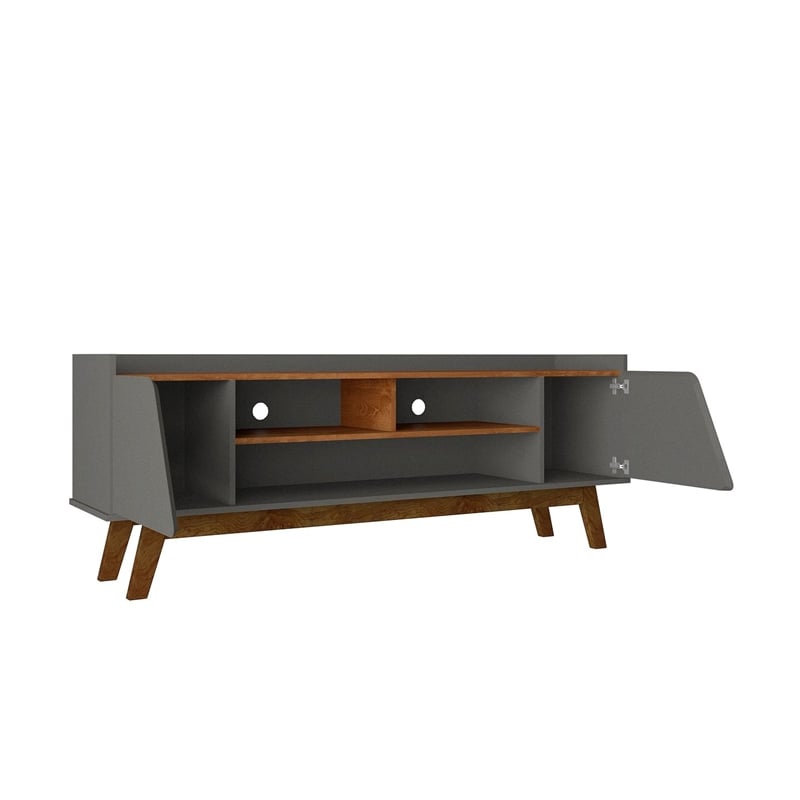 Manhattan Comfort Marcus 62.99 TV Stand from Engineered Wood in Gray and Nature