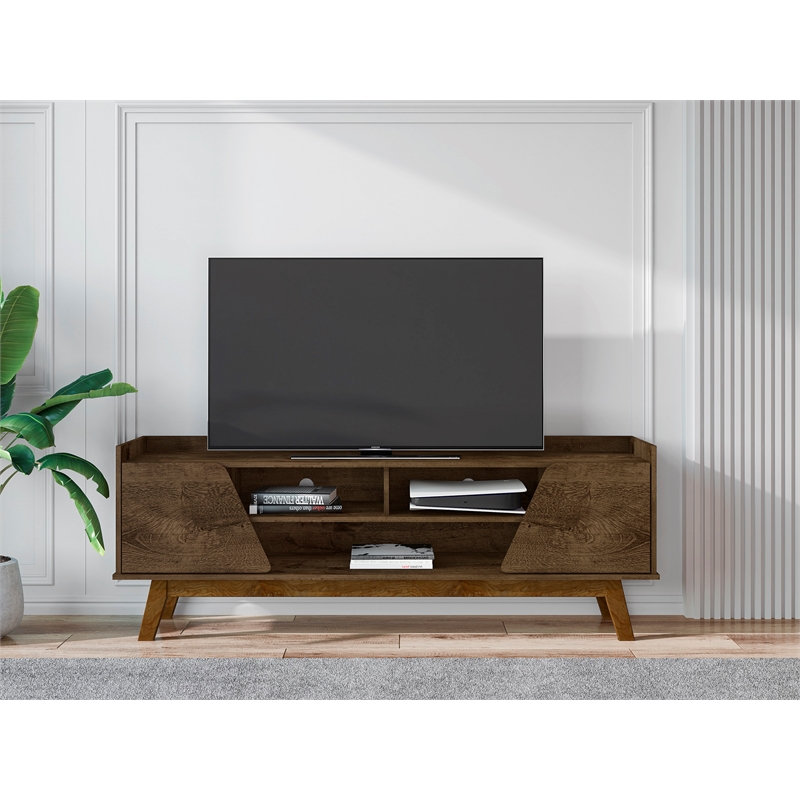 Manhattan Comfort Marcus 62.99 TV Stand from Engineered Wood in Rustic Brown