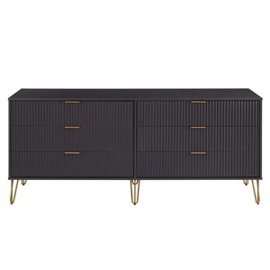 dumbo 6-drawer double low dresser from engineered wood in black