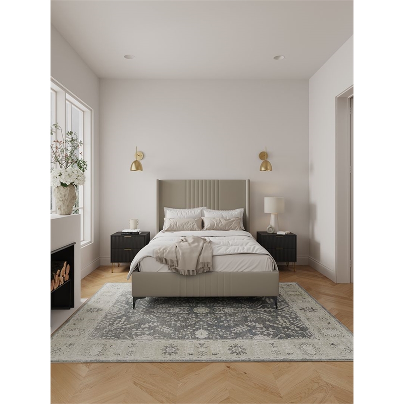 Manhattan Comfort Promenade Full-Size Bed made from Solid Wood in Rustic Taupe