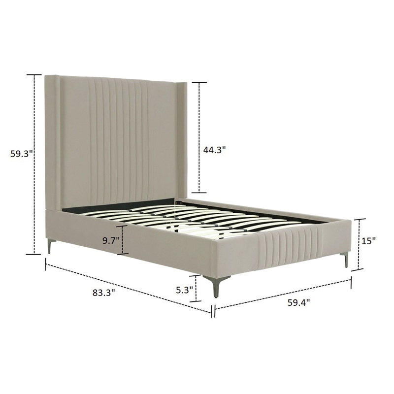 Manhattan Comfort Promenade Full-Size Bed made from Solid Wood in Rustic Taupe