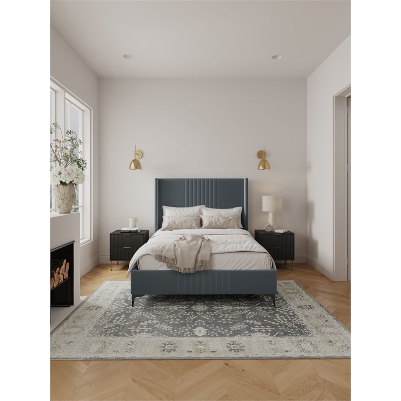 Manhattan Comfort Promenade Full-Size Bed made from Solid Wood in Gray