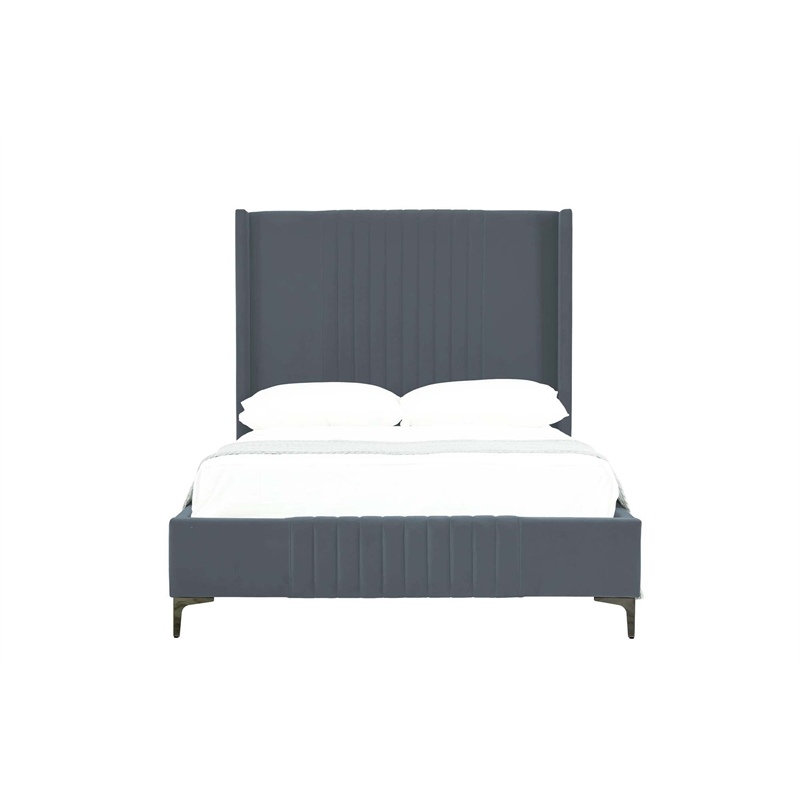 Manhattan Comfort Promenade Full-Size Bed made from Solid Wood in Gray