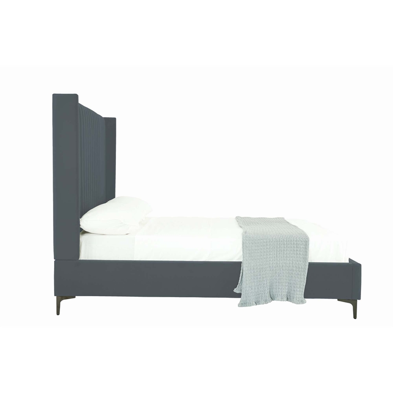 Manhattan Comfort Promenade Full-Size Bed made from Solid Wood in Gray
