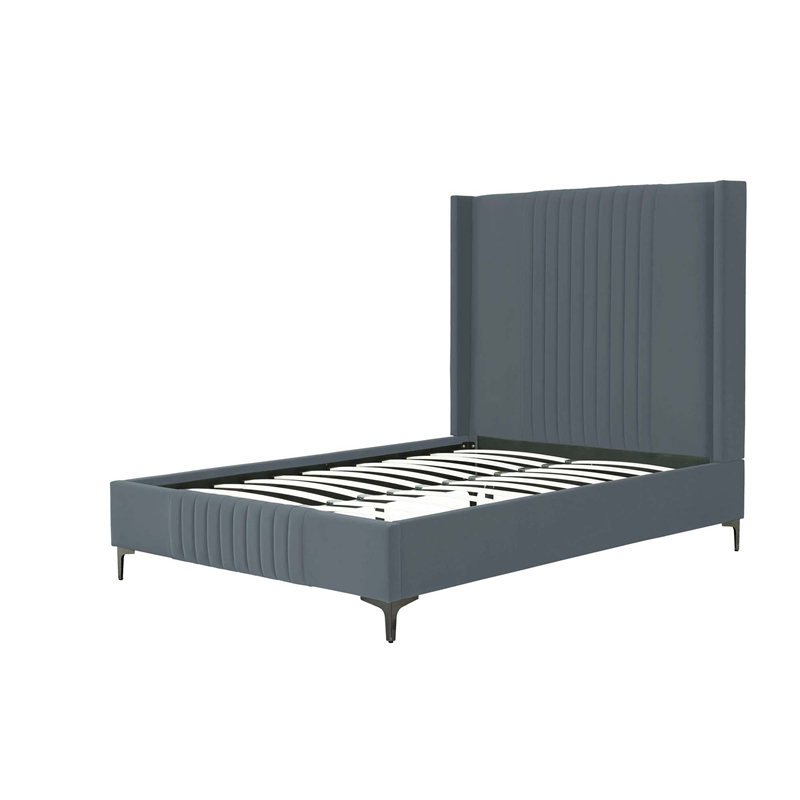 Manhattan Comfort Promenade Full-Size Bed made from Solid Wood in Gray