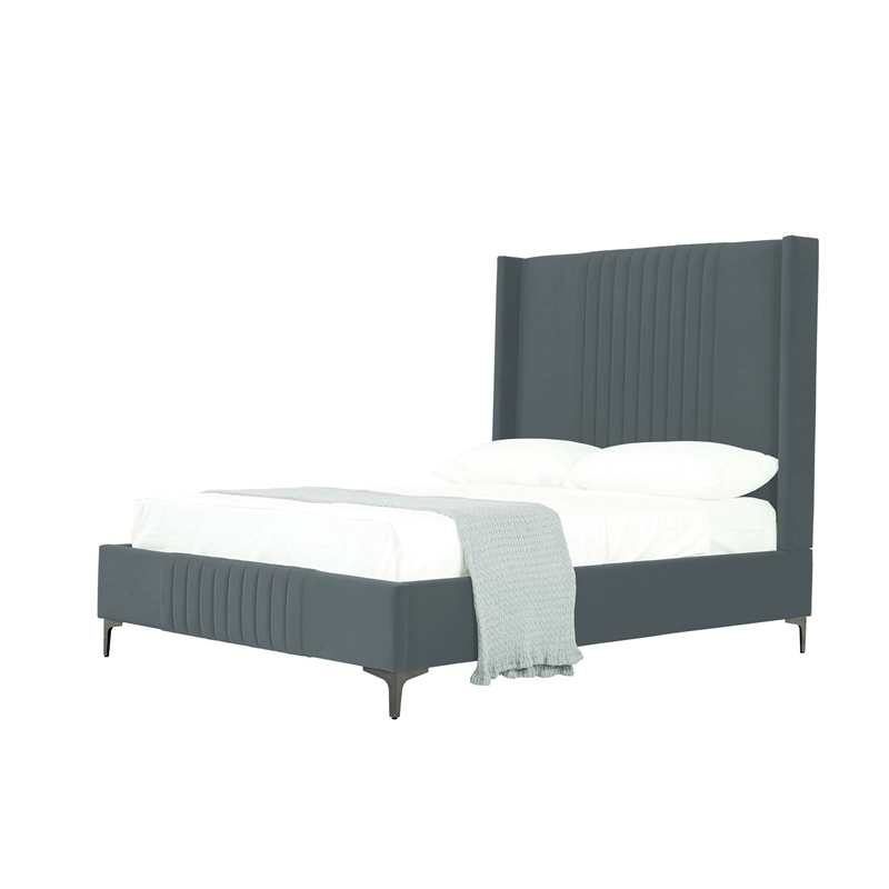 Manhattan Comfort Promenade Full-Size Bed made from Solid Wood in Gray